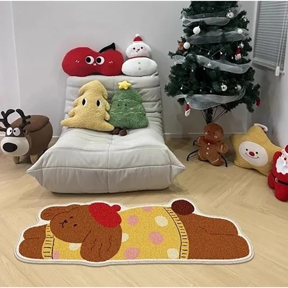

VIKAMA Faux Cashmere Carpet Cute Cartoon Living Room Bedroom Mat Bedside Rug Long Rug Non-Slip Rug Washable Home Decor 40X120CM 16x47inch
