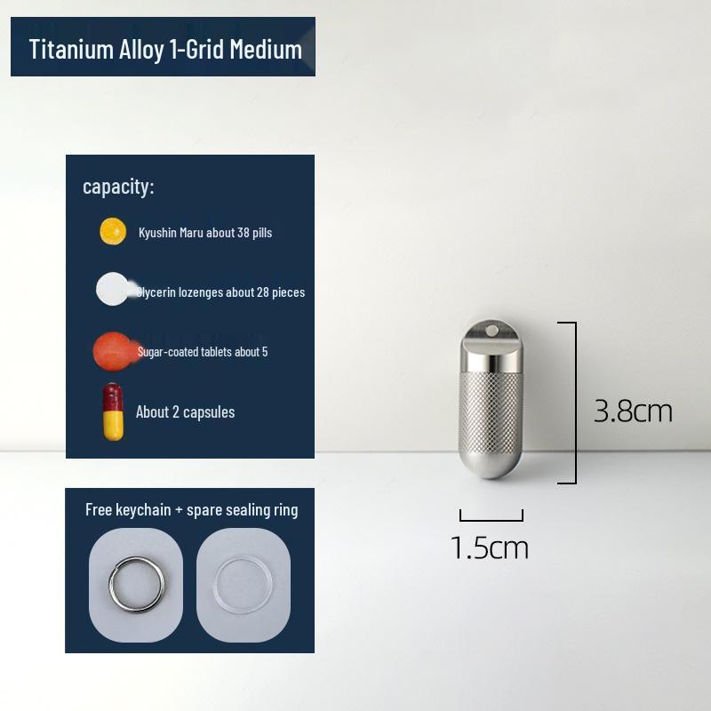 Compact Titanium Non-slip Pill Box - Multi-compartment, Waterproof, Moisture-proof, Perfect for On-the-go Storage