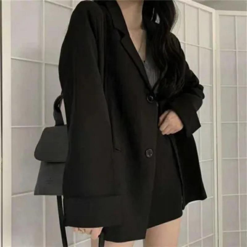 Women Loose Plus Size Korean College Style Casual Blazer Office Work Outerwear