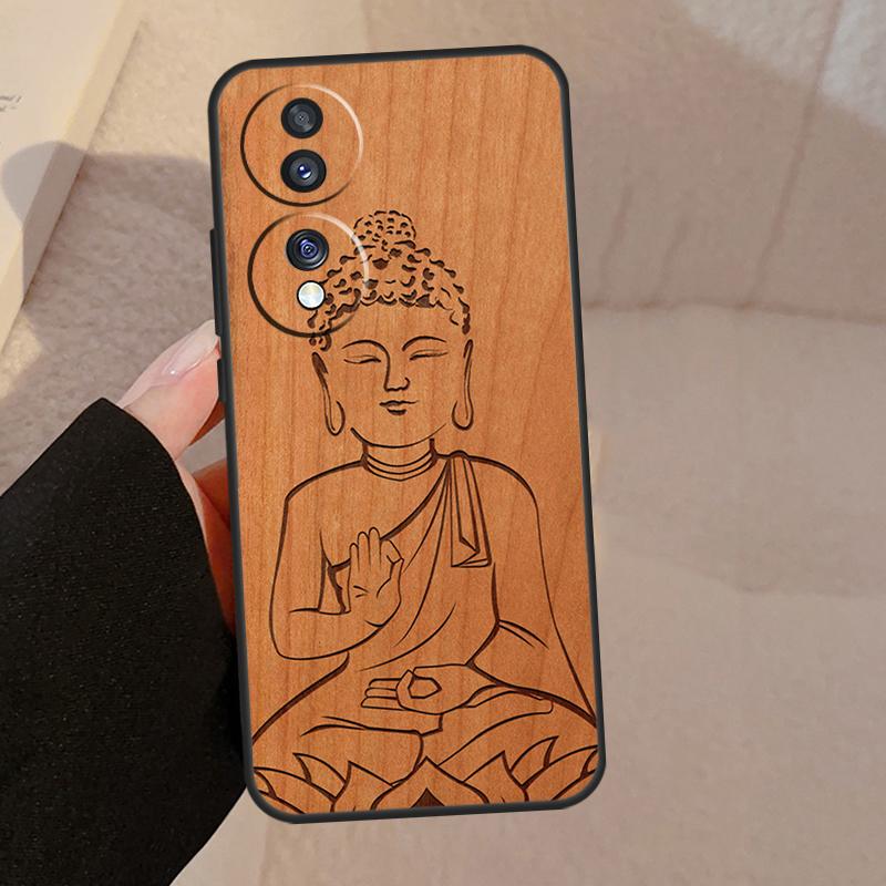 Buddha Jesus Guadalupe Wood For Honor Magic 7 5 6 8 Pro Case For Honor 200 400 50 70 90 Lite X8b X8c X9a X9b X9c X9d Win