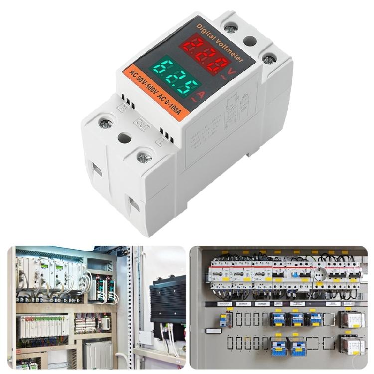 Rail Mount Voltages & Current Meter with High Brightness LED Power Consumption Analyzers Device for Clear Readings