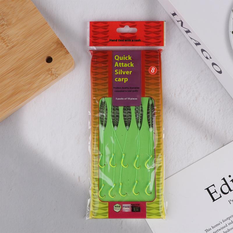 

5Pcs/Set For Saltwater Freshwater Fishing Fluorescent Green Stainless Steel Fishing Hook 8# -13# Strong Sharp Spring Hooks as the picture