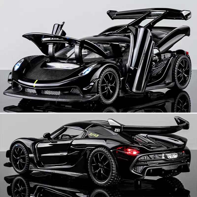 Koenigsegg Jesko Attack Supercar Simulation Diecast & Toy Vehicles Sounds & Light Pull Back Car 1:32 Alloy Model Gifts For Children