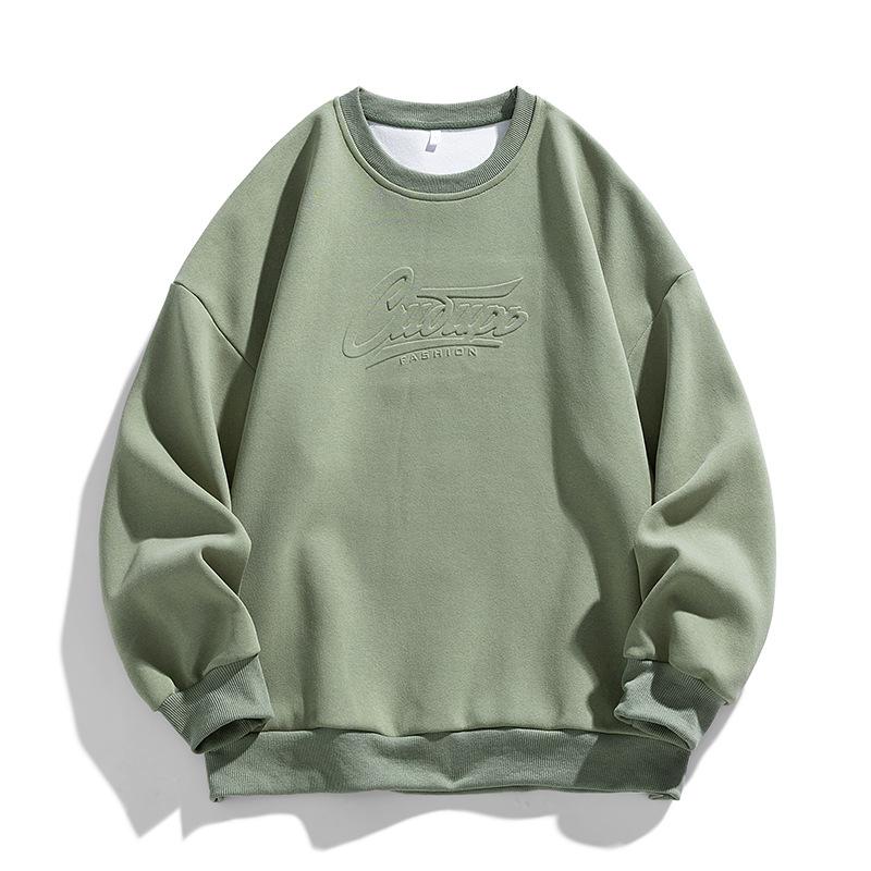 Lockerer, übergroßer Kapuzenpullover, lässiger, einfarbiger Pullover mit Stahlbuchstaben-Aufdruck, Rundhalsausschnitt, Oberteil für Herren