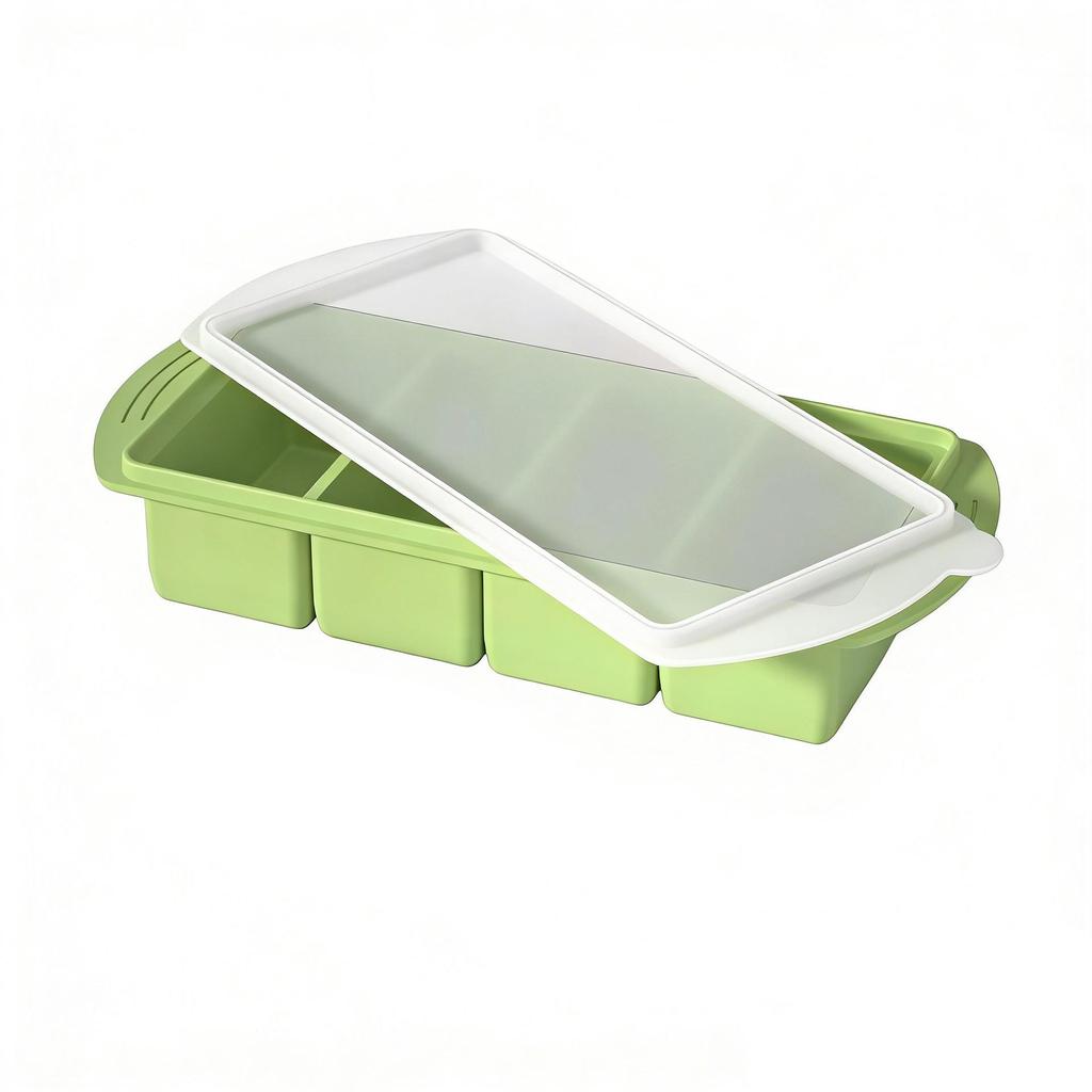 Frozen Soup & Baby Food Silicone Ice Cube Tray - 4/2 Grids, Freshness Storage Box.