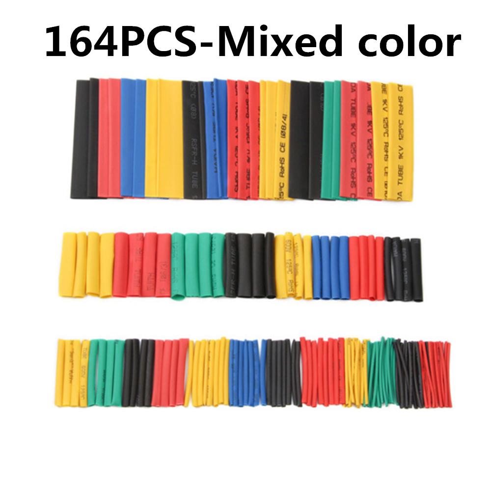 164pcs Set Polyolefin Shrinking Assorted Heat Shrink Tube Wire Cable Insulated Sleeving Cable damage repair Tubing Set