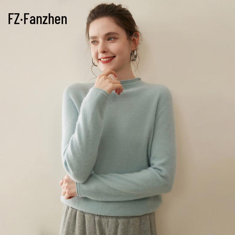 Fanzhen Women's 100% Cashmere Half-High Neck Sweater