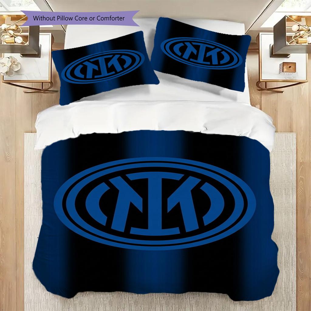 Inter Milan Emblem Background Bedding (1 * Duvet Cover + 2 * Pillowcase, Without Core) Duvet Cover and Pillowcase Bedding Set Christmas Birthday Gift