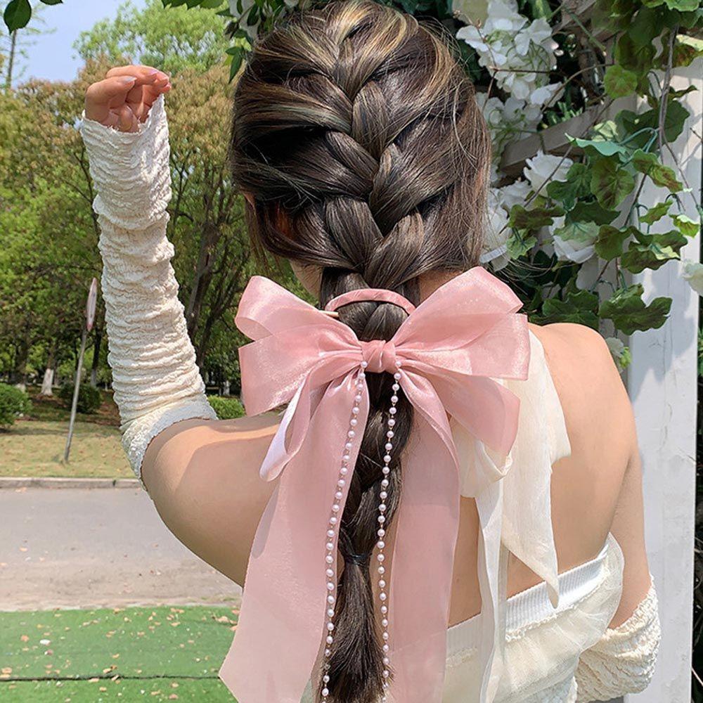 

Bridal Chopstick Tassel Bow Ribbon Hair Fork Hair StylingTools Korean Hairpins Women Hair Sticks розовый