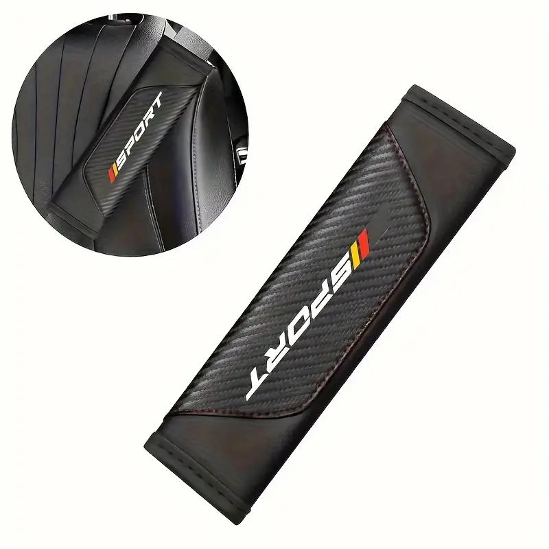 A Faux Leather Car Seat Belt Cover With Shoulder Pad - Breathable PU Leather, Suitable For All Models