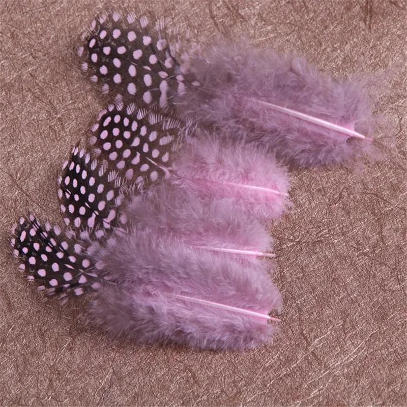 100Pcs Polka Dot Guinea Hen Plumage Feathers for Crafts Pearl Spotted Pheasant Feather for Jewelry Making Hats Carnaval Plumas