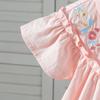 Kids 100% Cotton Fly Ruffle Sleeve Blouse 2-8 Years Floral Embroidery Doll Collar Girls Button Shirt Summer Casual Tops