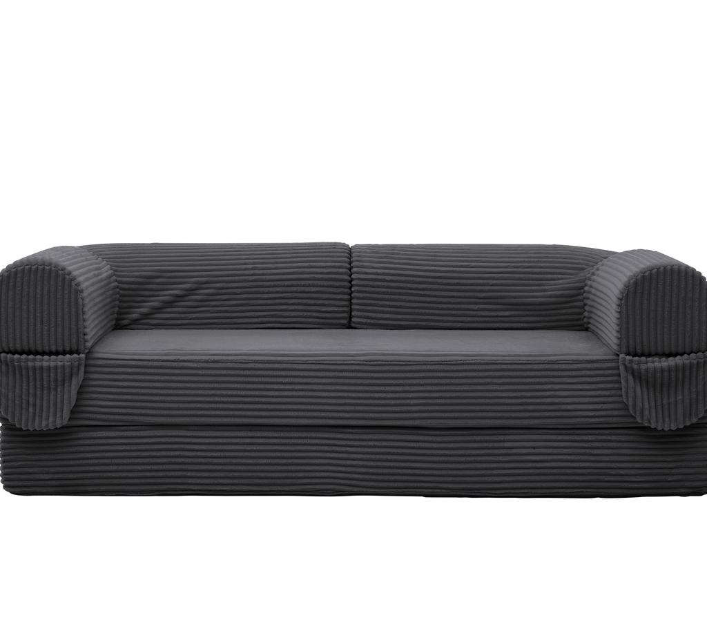 Divano-letto a 2 posti in morbido tessuto a coste, Divano letto da terra convertibile, Divano futon salvaspazio per soggiorno, appartamento e camera degli ospiti