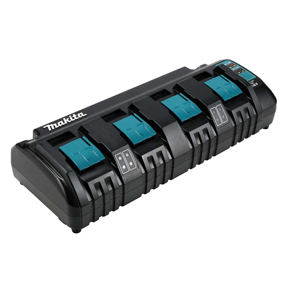 Makita DC18SF Compatible with Full 130 Minutes for Two Battery Chargers 260 Minutes for Four Battery Chargers Simultaneously 4-Port Charger,