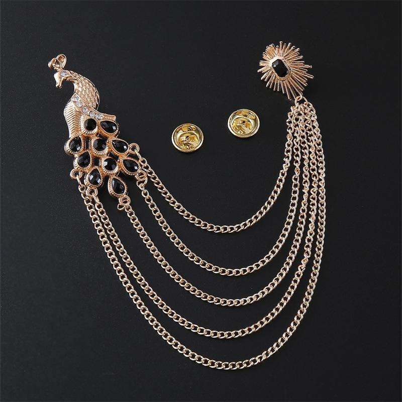 Alloy Peacock  Tassel Ceremony Banquet Corsage  Jewelry Clothing Accessory Vintage Brooch Men Women Brooch