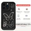 Silver Butterfly Cross Diamond iPhone 15/16/17 Case with Sand Staircase and Black Groove Design