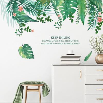 2x PVC-Tapeten Tropische Grüne Blätter Wandaufkleber Selbstklebend Heimkunst Dekor Wohnzimmer