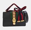[Pre-Owned] Sylvie Gold Buckle Striped Webbing Thin Shoulder Strap Shoulder Crossbody Handbag Small - Good #RF4W08