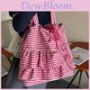 Canvas Checkered Bag Large Capacity Casual Travel For Women