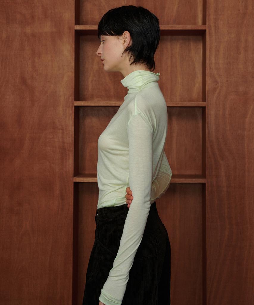 MELLY&ROSE Soft Wool Tencel Turtleneck T-Shirt (319948)_Lime