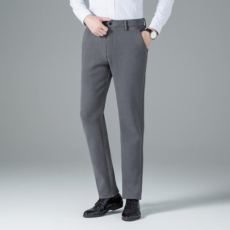 Men's Slim-Fit Straight-Leg Fleece-Lined Dress Pants