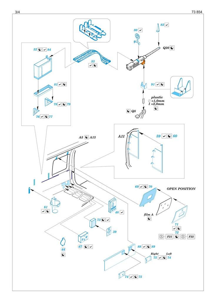 Eduard 1/72 B-24J Etching Parts (for Hasegawa) Plastic Model Kits EDU73854 (Airplane)