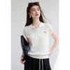 VICTORIA&VERA Women's Summer Polo Knit Top with Puppy Embroidery