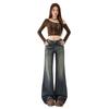 American Spice Girl low-rise slightly pulled jeans women's spring and autumn new bamboo joint pattern loose and thin horn pants