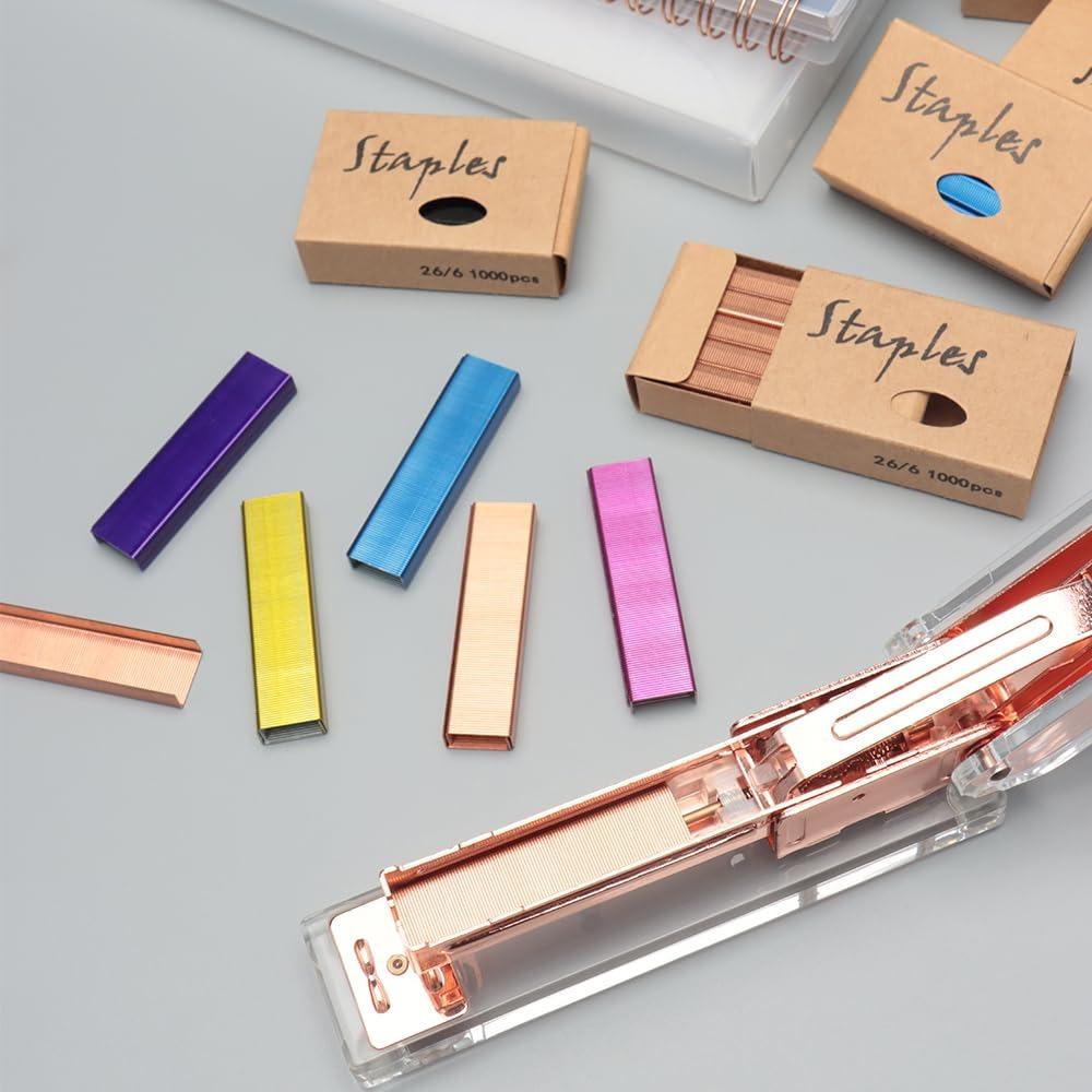 1000Pcs Staples Per Pack 6 Colors Colored Staples 1/4 Inch Stapler Refills  Desktop Staplers