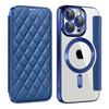 For iPhone 15 Pro RFID Blocking Built-in Lens Film Phone Case Card Holder Leather Cover Compatible with MagSafe