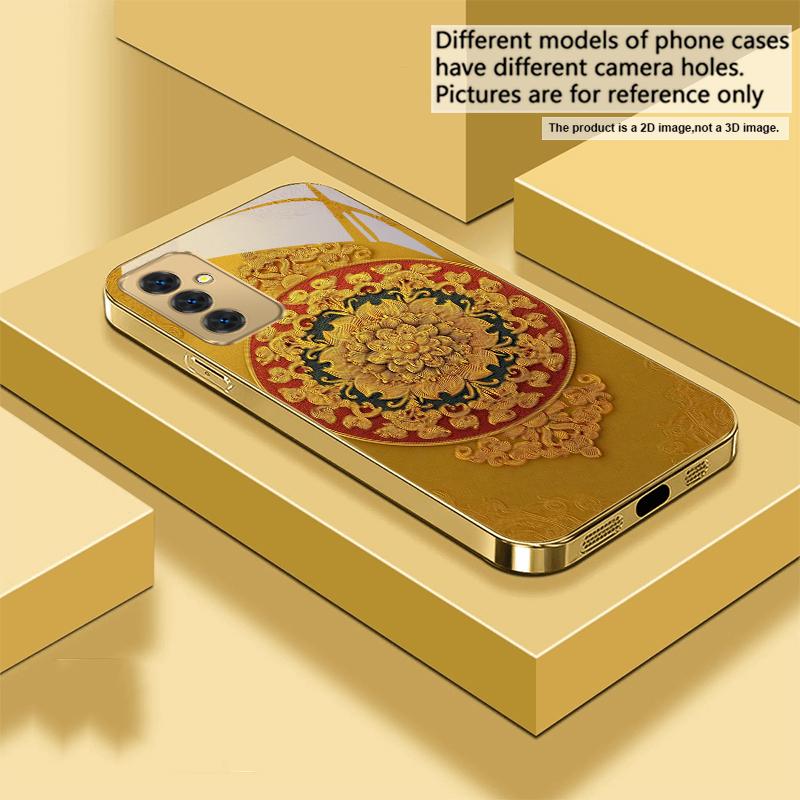 

Жовті хризантеми Для Samsung A 31 32 A33 A34 35 14 A15 13 16 25 26 50 52 53 54 55 56 70 71 72 73 Золотий скляний чохол для телефону Galaxy A73 5G