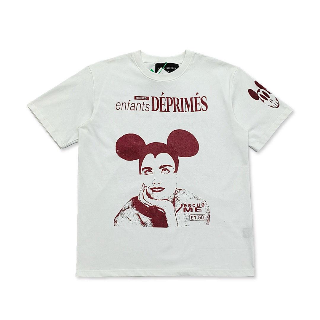 BenberFashion ERD Melancholie Trendy Merk Tweede Generatie Portret High Street Print Los Heren T-shirt Retro Ronde Hals Korte Mouw XL