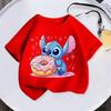Stitch Kids T Shirt Cute Cartoon Print Short-Sleeved Fashion Casual Round Neck T-Shirt for Boys and Girls Daily Tops