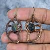 Fancy Labradorite Stone Electroformed Handmade Dangle Drop Hook Earrings Copper VP-79