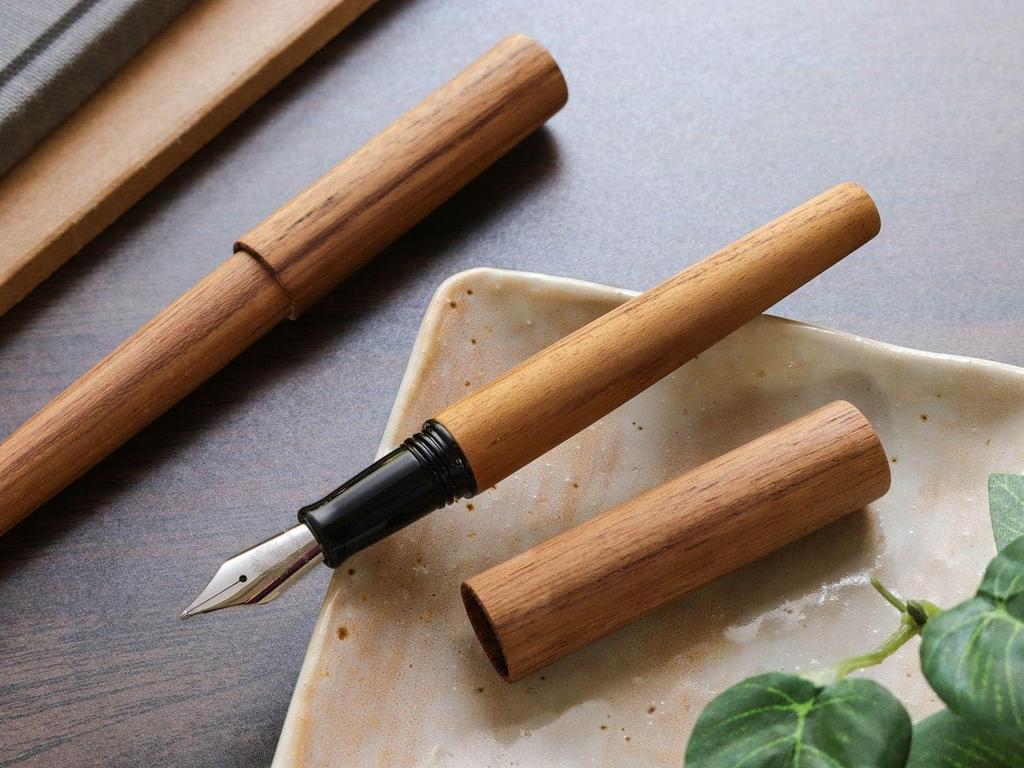 WANCHER Sekaiju Fountain Pen Teakwood Barrel Carefully Selected from the Finest Woods Fountain World's [Wancher Pen] (B Bold)