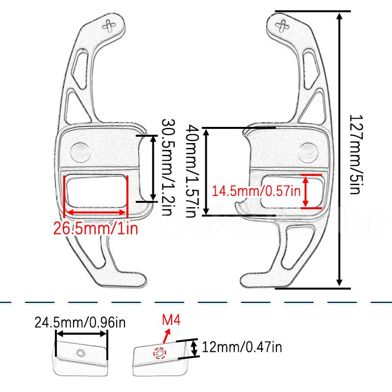 2PCS Car Shift Paddle Extender Aluminum Alloy Paddle Shifter For Chevy Cruze Malibu XL Double-Sided Adhesive Steering Wheel Decor Trim Cover