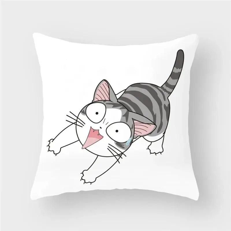 45x45cm Funny Cute Cat Cushion Cover Cartoon Pet Pillowcase for Living Room Sofa Bedroom Home Decoration Pillowcase