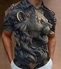 Men's retro polo shirt 3D animal print golf short-sleeved T-shirt quality fashion trend short-sleeved polo shirt t-shirt
