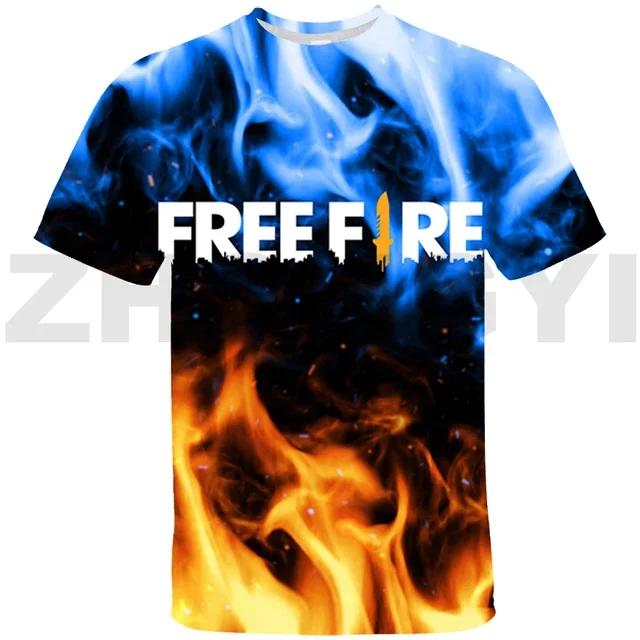 

Модні чоловічі футболки з круглим вирізом та 3D-принтом на тему гри Free Fire, з короткими рукавами - М яка поліестерова тканина середньої еластичності, літній вільний крій L