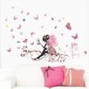 Flower Fairy & Butterflies Removable Wall Sticker for Bedroom/Living Room Decor
