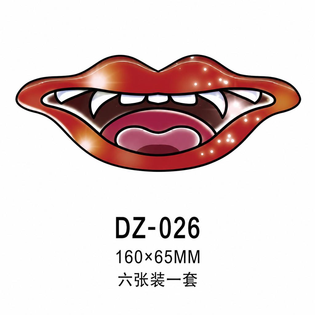 Halloween Mouth Temporary Tattoo Stickers, Vampire Lip Face Stickers for Halloween Party Makeup Decor
