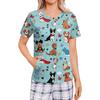 Camicia Post-Chirurgica da Donna a Maniche Corte con Quattro Tasche e Bottoni, Stampa a Righe, Top Casual per il Recupero