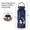 1L Thermos Cup Large Capacity Wide Mouth Portable Vacuum Sports Kettle Outdoor Printing Water Cup Female