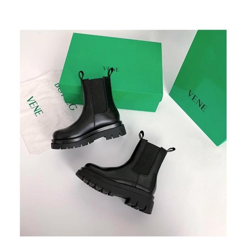 Boty Pro Ženy Chelsea Obuv Platforma Polovysoké Dámské Kozačky Středně Vysoké Lýtko Elastické Bikerské Vodotěsné 2024 Nová Stylová Nabídka