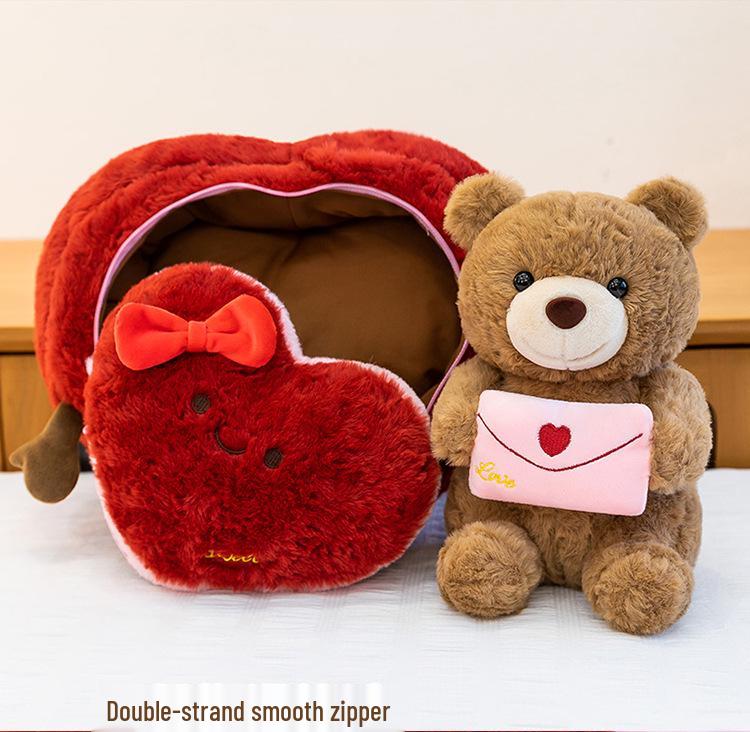 Cross-Border New Year Love Heart Bear Plush Toy - Cute Companion Gift for Couples and Birthdays