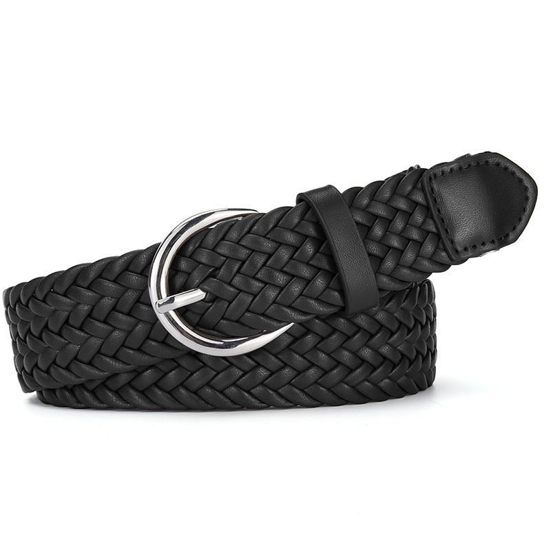 Retro Korean Style Women's Wide Leather Belt - Handmade, Versatile, Buckle-Free Woven Design for Dress & Pants