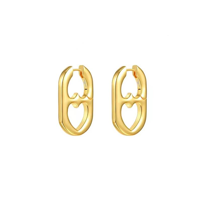 Color Hollow Double Heart Earrings For Women Korean Style Design Ear Buckle Korea Fashion Jewelry Accessories