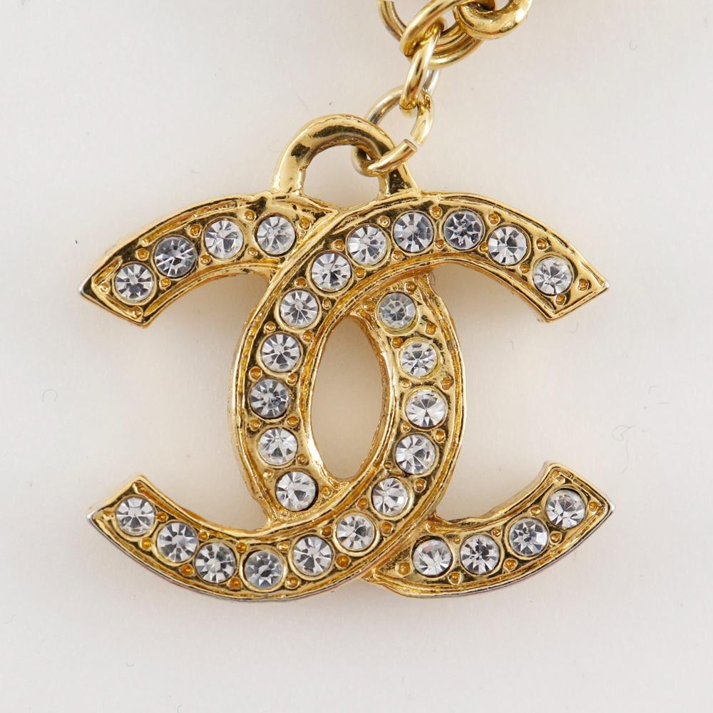 Chanel COCO Mark Necklace Vintage Plated Gold/Rhinestone 37g Women Used