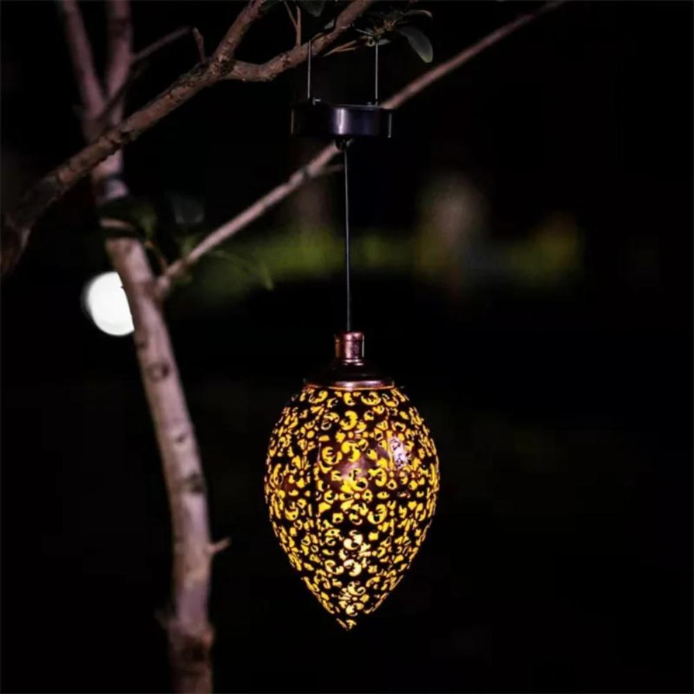 Outdoor Water Drop Shaped Solar Projection Light Waterproof Hollowed-out for Garden Patio Stair Fence Street Landscape Balcony