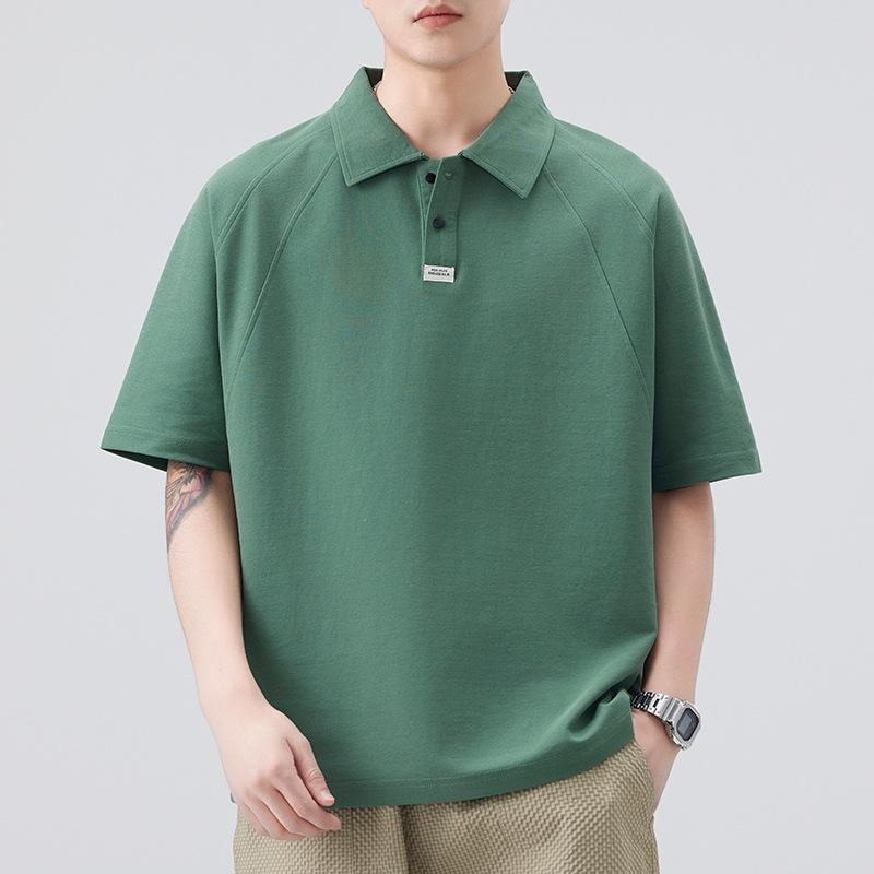 Polo shirt short-sleeved men's 2026 new slim fit breathable pique cotton men's half-sleeved T-shirt lapel raglan
